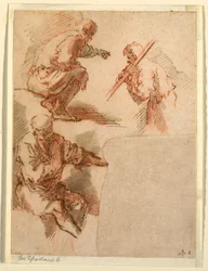 Zeichnung, Drei Männer, 1630–1640
